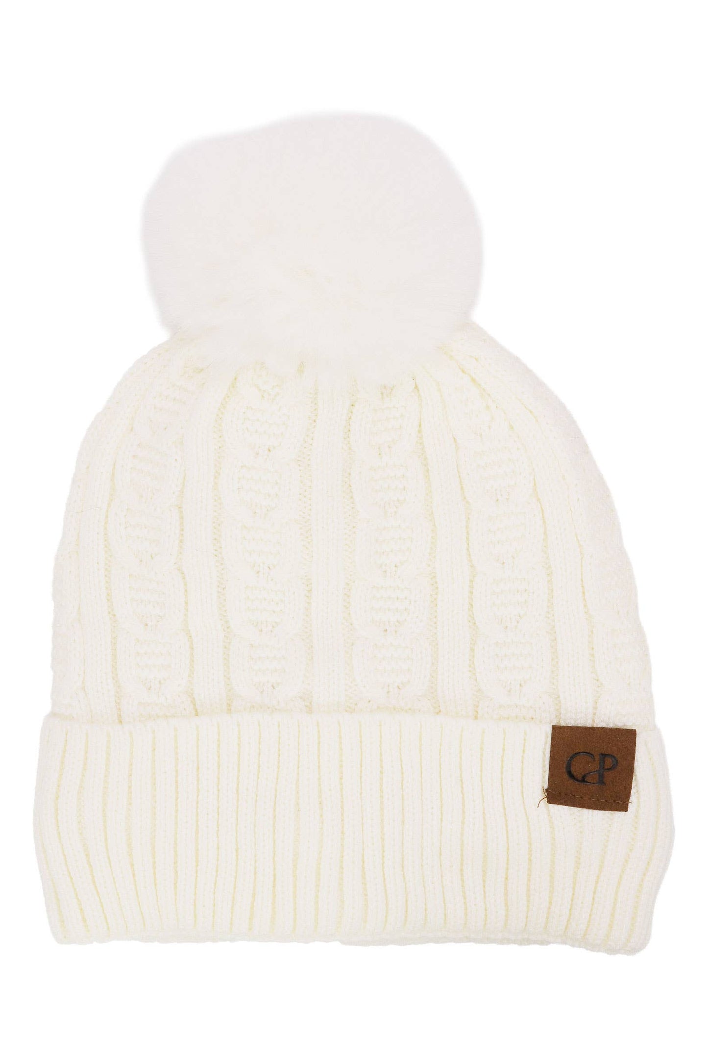 Heathered Cable Knitted Fleece Lined Beanie