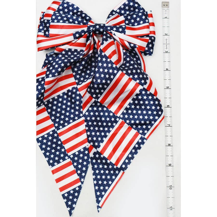 Jumbo Patriotic Hair Satin Bow Alligator Clips