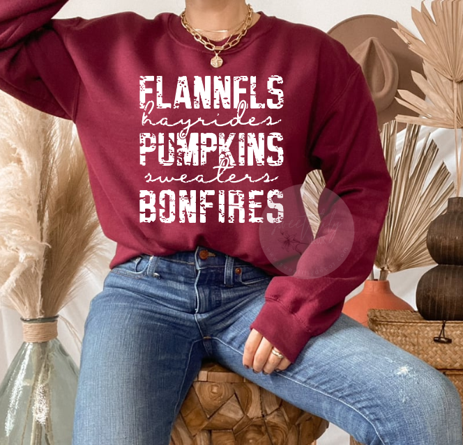 Flannels, Hayrides, Pumpkins, Sweaters, Bonfires Unisex Crew