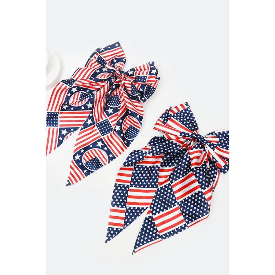 Jumbo Patriotic Hair Satin Bow Alligator Clips