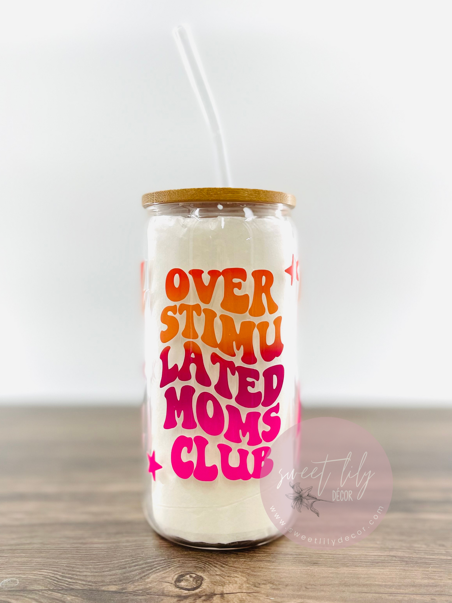 Overstimulated Mom's Club 16 oz. Glass Can