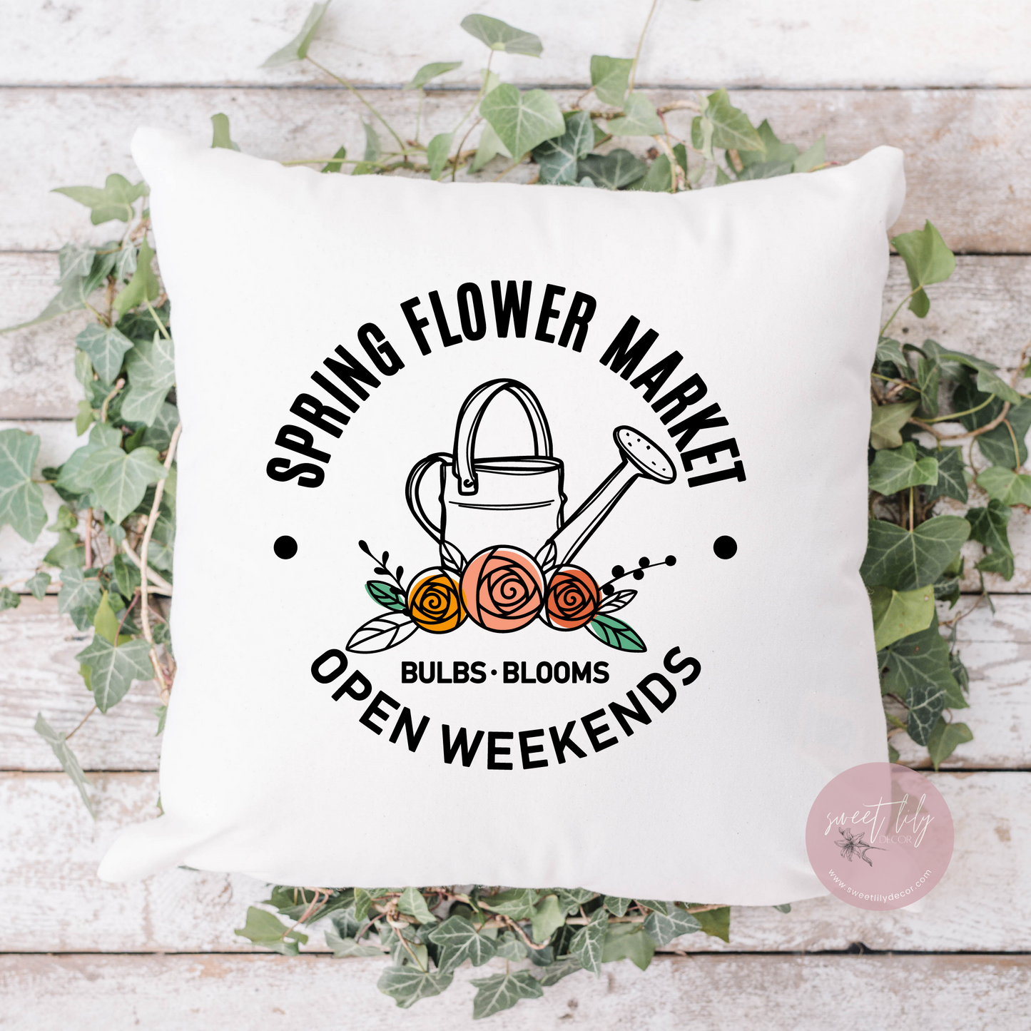 Spring Flower Market Throw Pillow