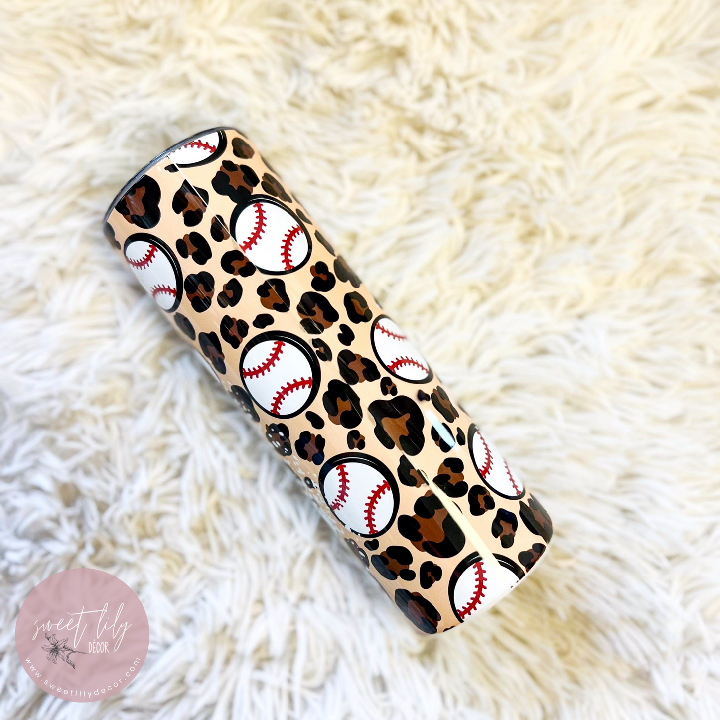 Leopard Baseball Mama 20 oz. Skinny Tumbler