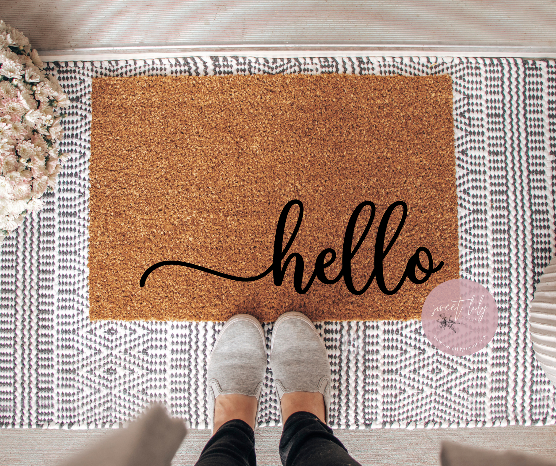 Hello Skinny Doormat, Hello Door Mat, Hello Welcome Mat, Hello Doormat, Slim  Doormat, Slim Mat, Hello Mat, Thin Doormat, Skinny Doormat 