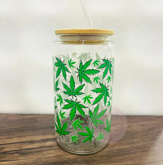 Weed 16 oz. Glass Can