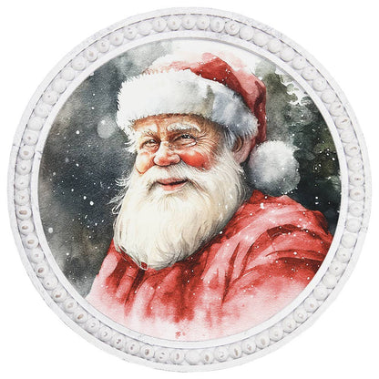 Watercolor Santa Beaded Round
