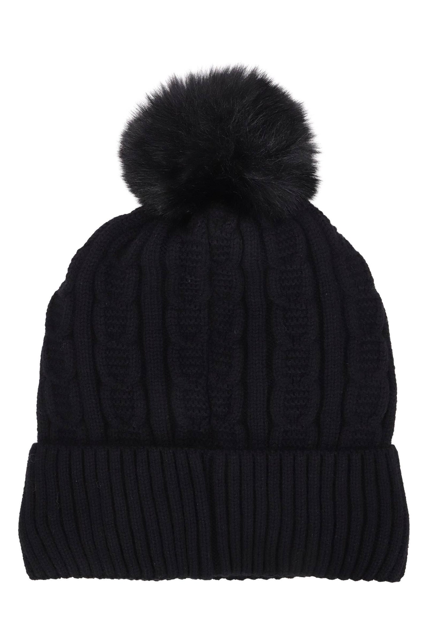 Heathered Cable Knitted Fleece Lined Beanie