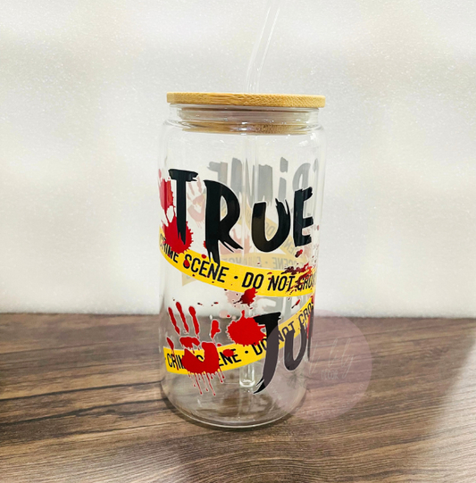 True Crime 16 oz. Glass Can