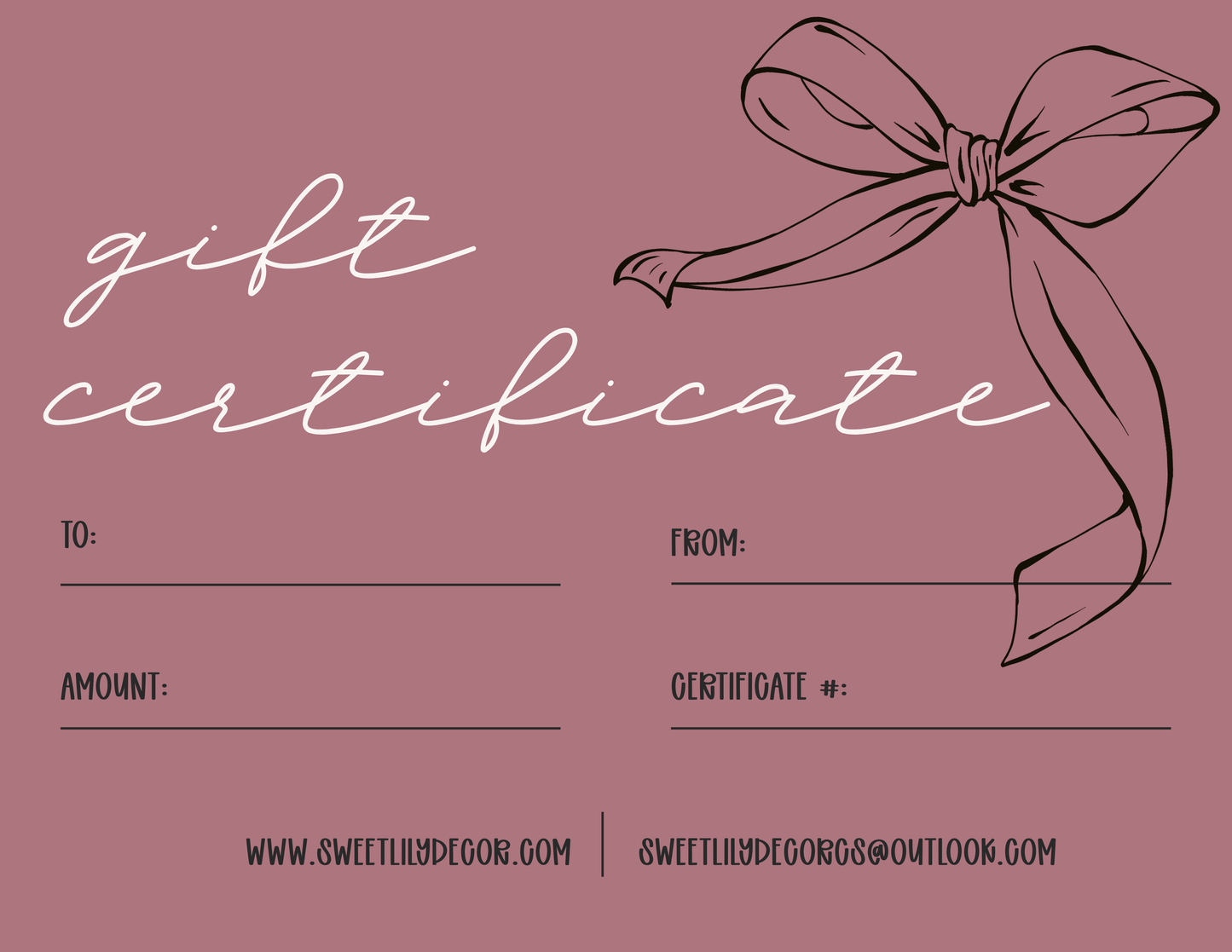 Sweet Lily Décor Gift Certificate