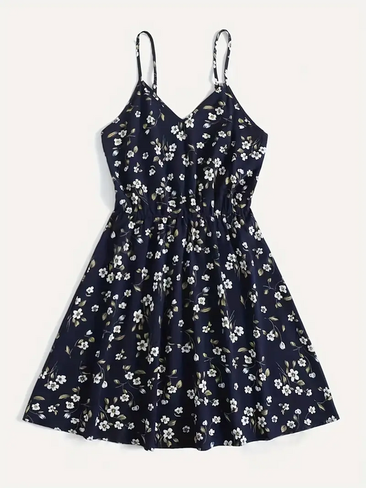 Women's Navy Floral Lightweight Dress