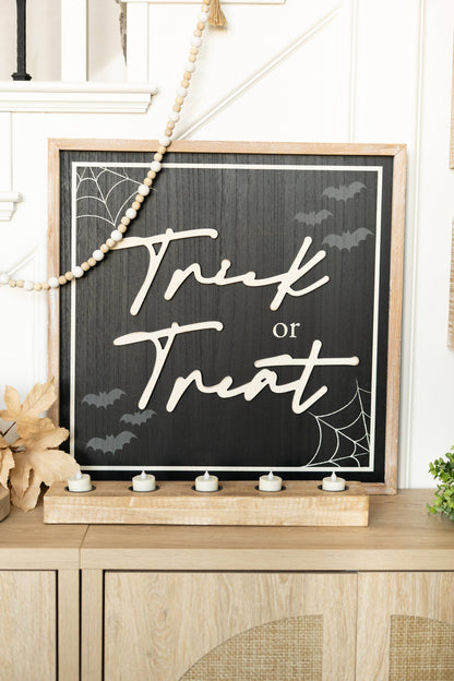 Trick or Treat/Hello Autumn Large Framed Wood Sign