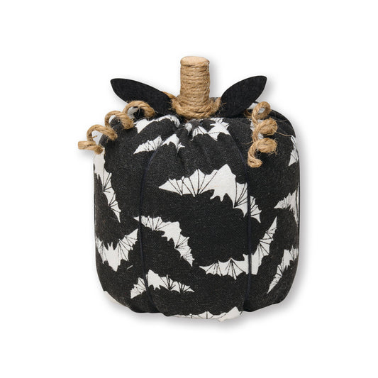 Med. BW Bat Halloween Fabric Pumpkin