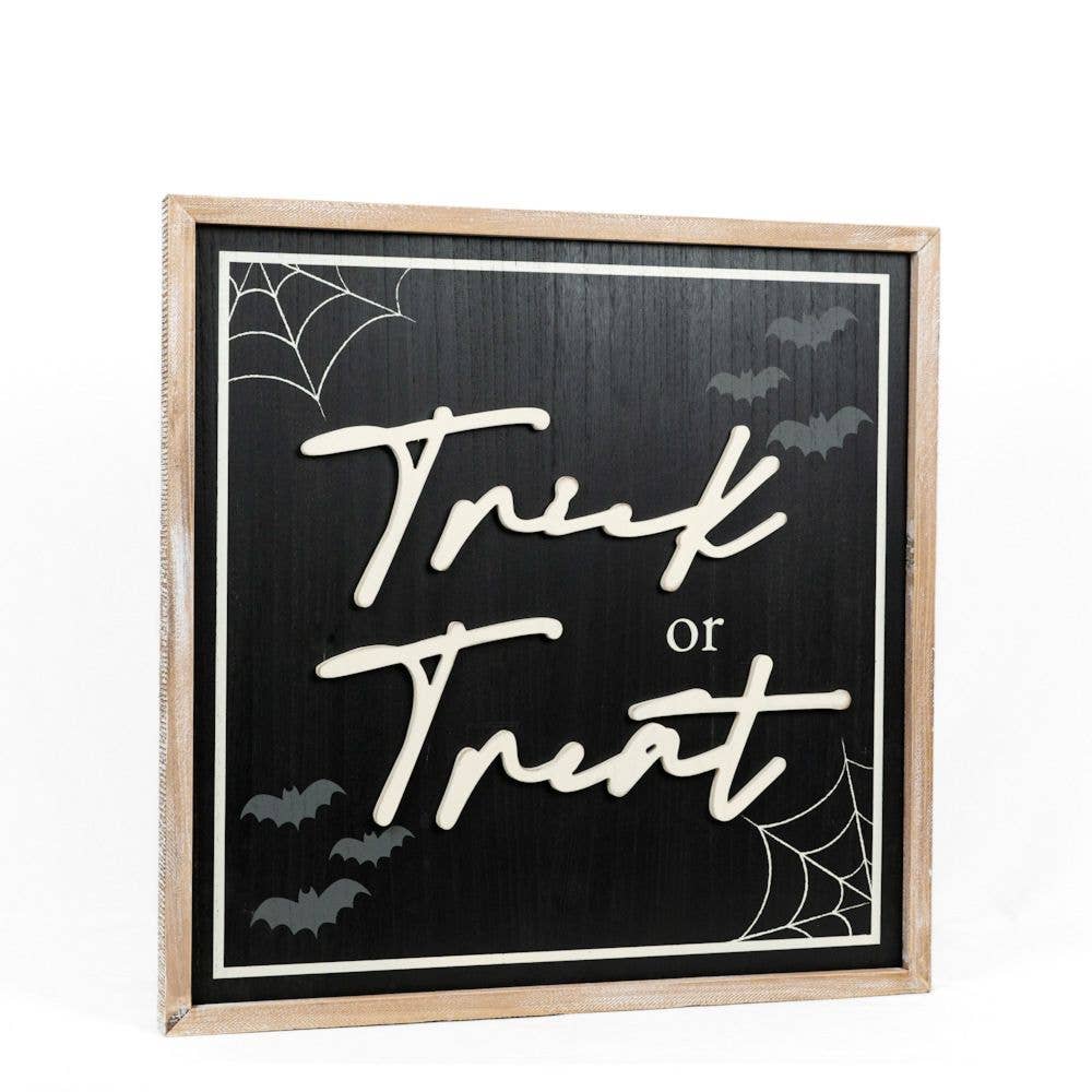 Trick or Treat/Hello Autumn Large Framed Wood Sign