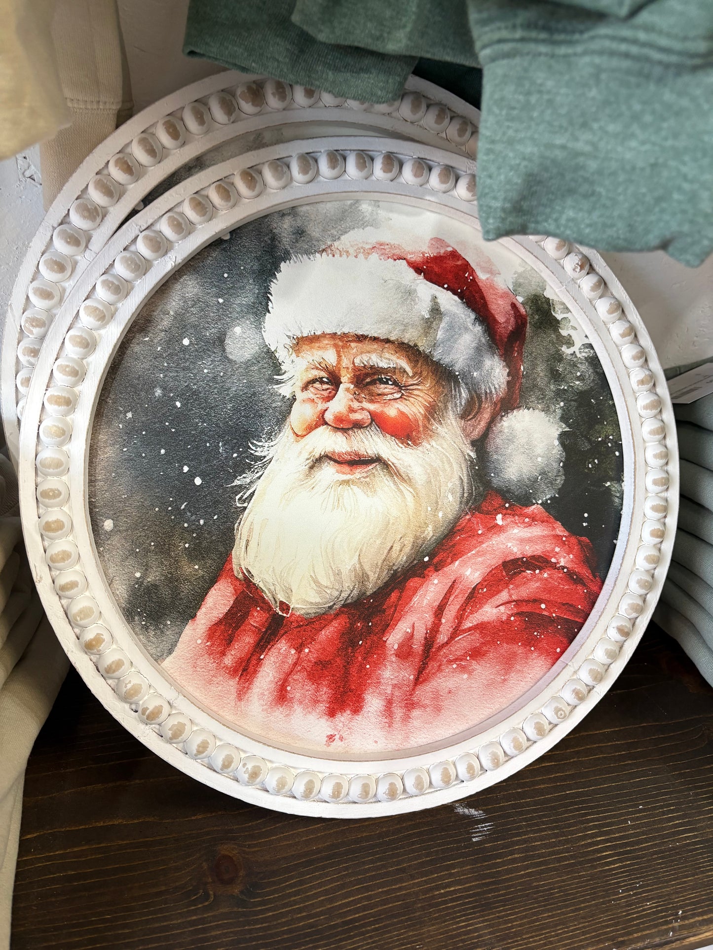 Watercolor Santa Beaded Round