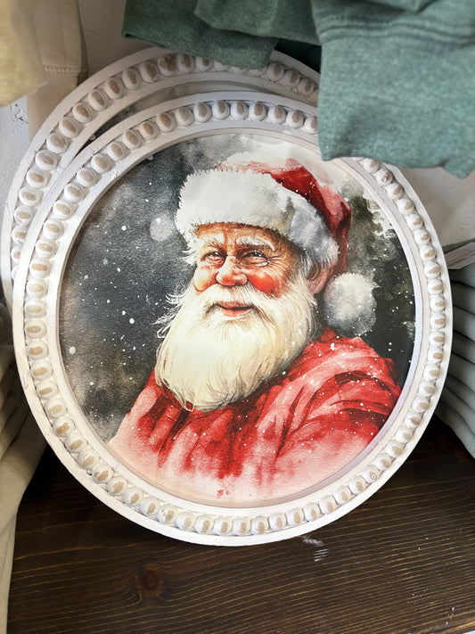 Watercolor Santa Beaded Round