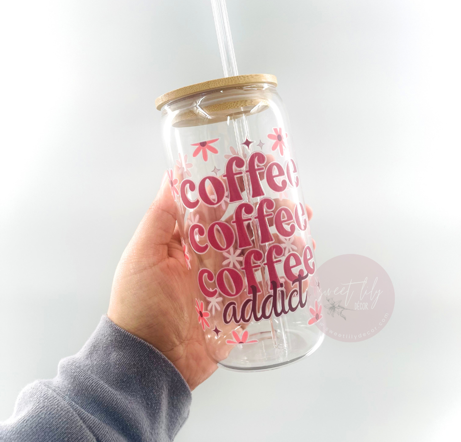 Coffee Addict 16 oz. Glass Can