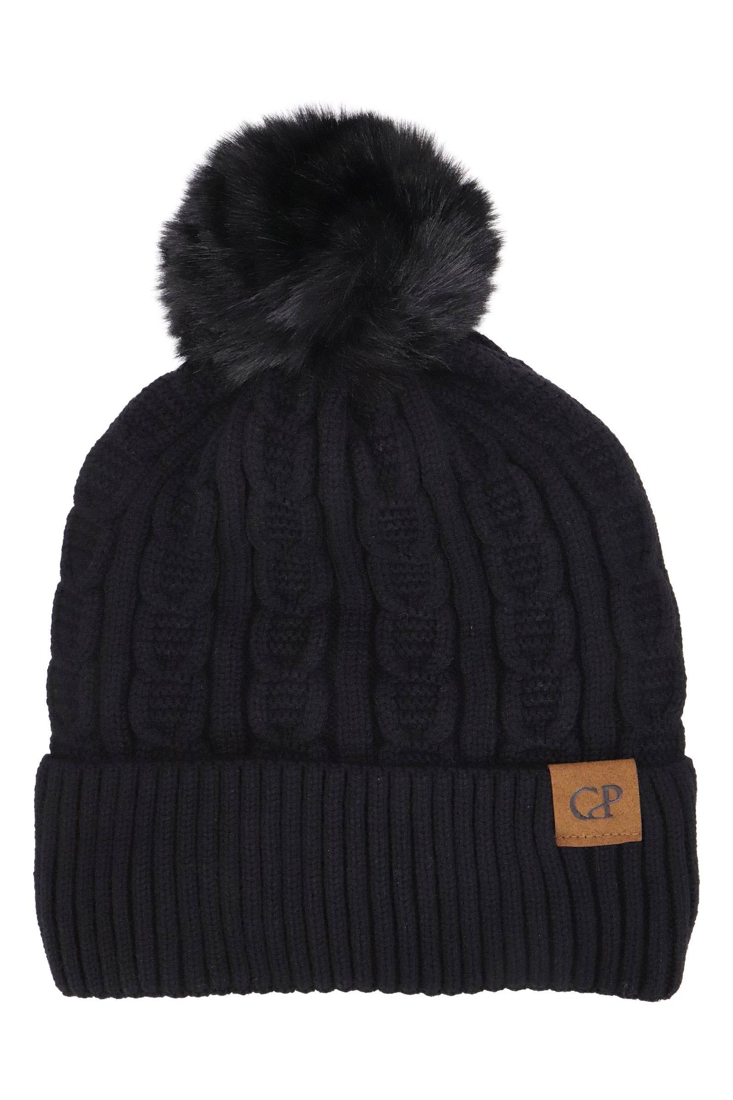 Heathered Cable Knitted Fleece Lined Beanie