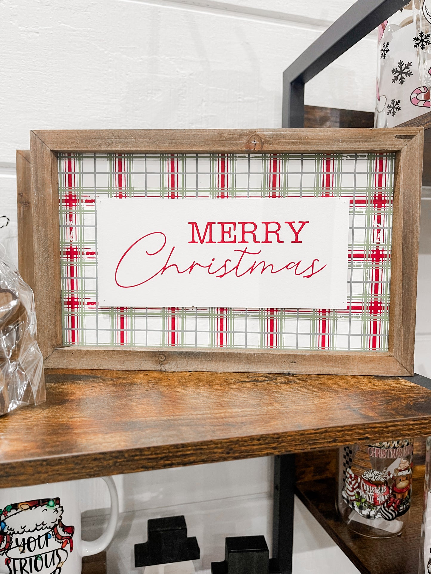 Xmas Plaid Framed Sign