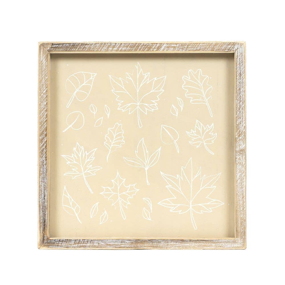 Ghost/Leaves Framed Wood Sign