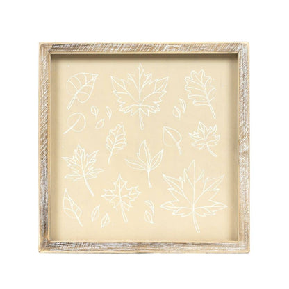 Ghost/Leaves Framed Wood Sign