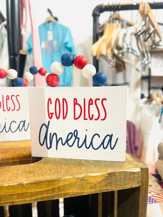 God Bless America Block w/ Beads