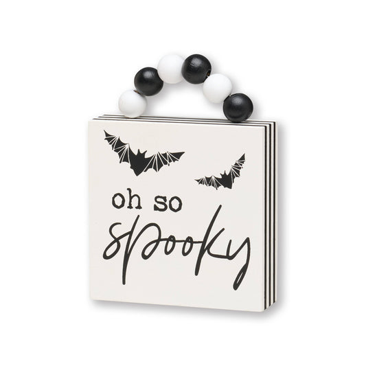 So Spooky Halloween Box Sign w/ Beads