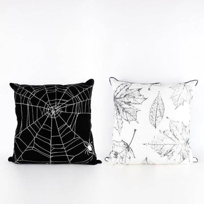 Web/Leaves Throw Pillow