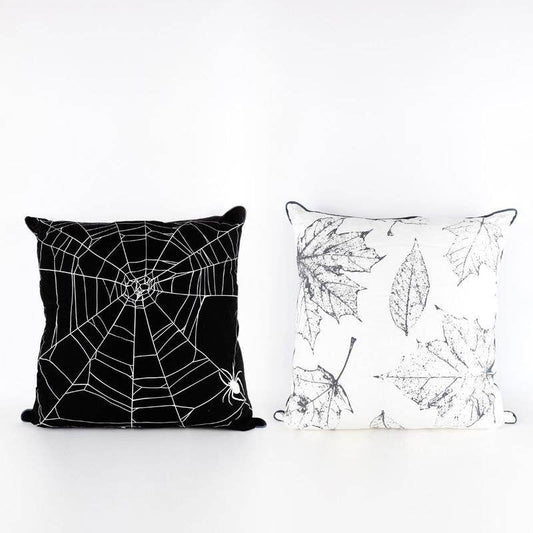 Web/Leaves Throw Pillow