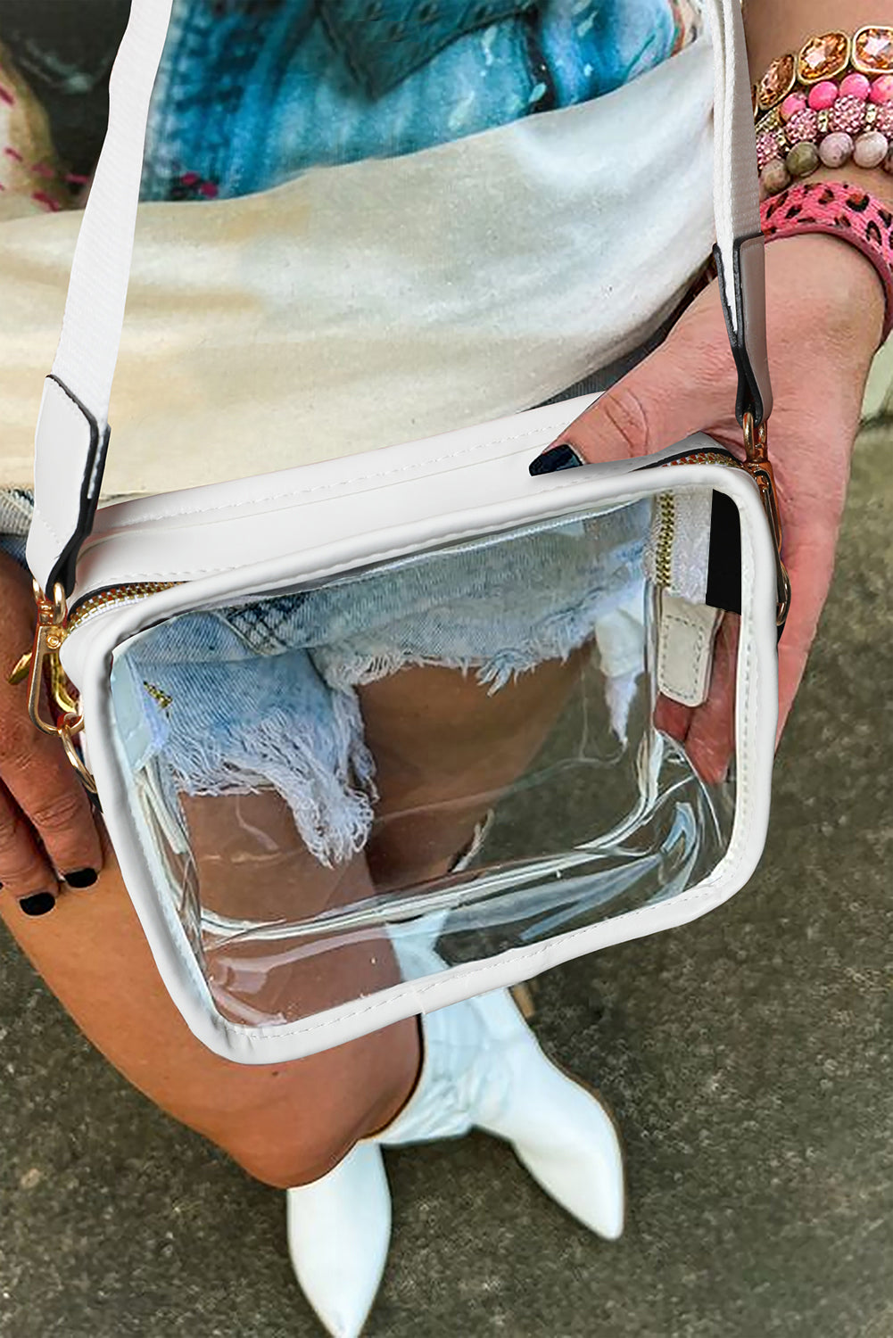 Clear PVC Leather Crossbody Bag