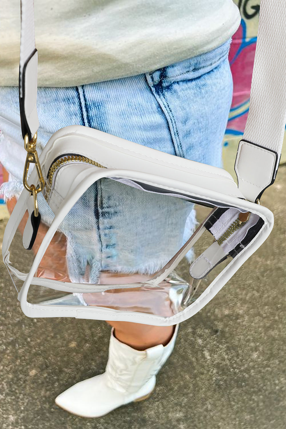 Clear PVC Leather Crossbody Bag