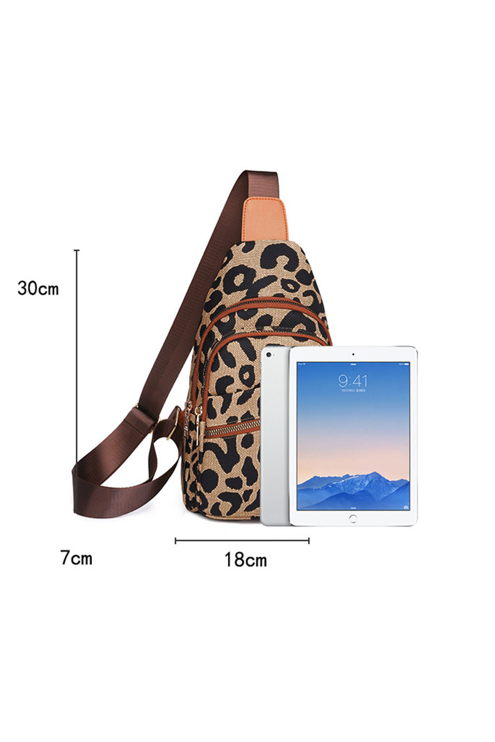 Leopard Twin Zipper Crossbody Bag