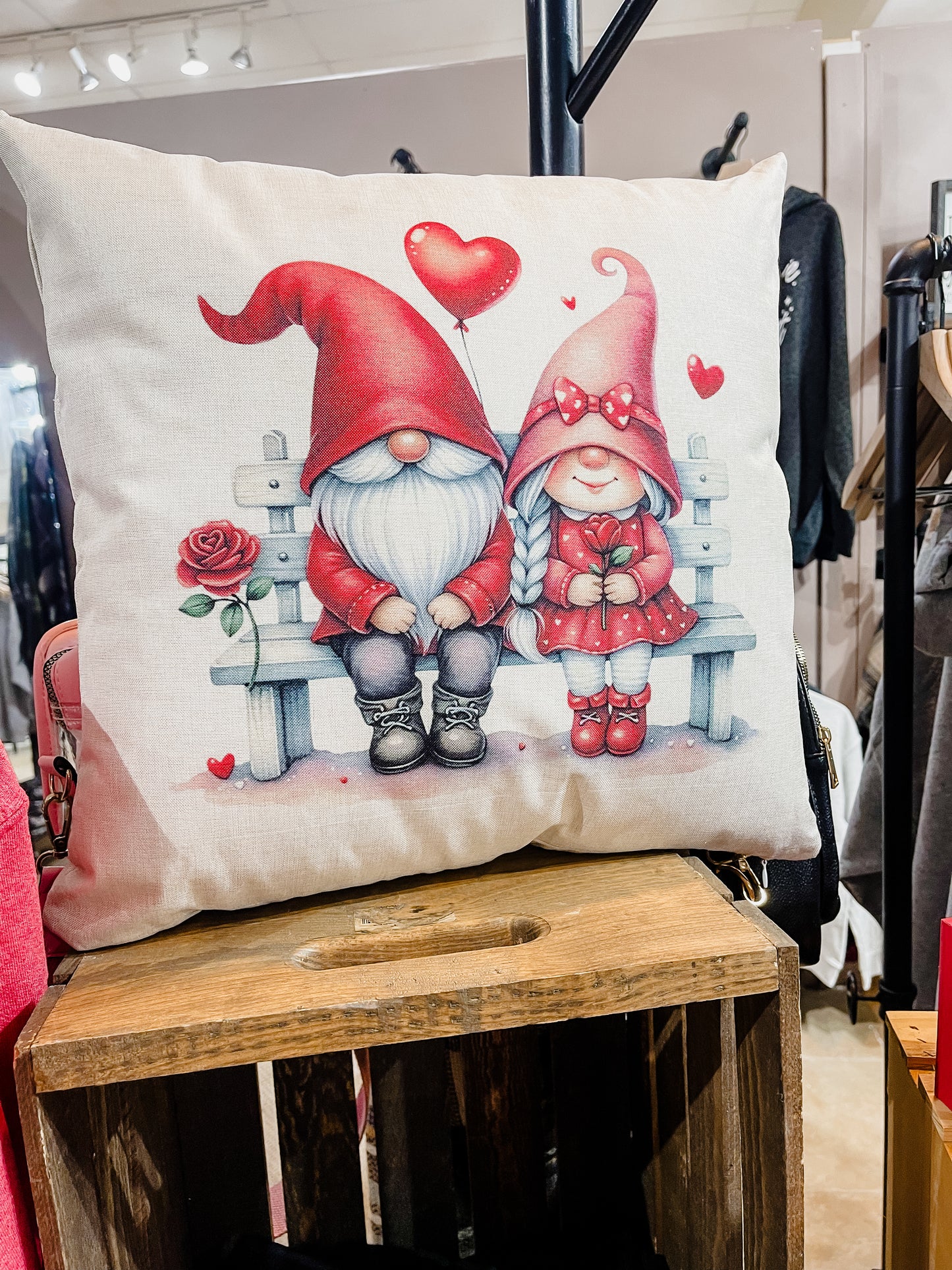 Valentine Gnomes Throw Pillow