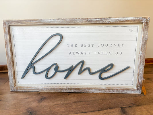 Wonderful/Home Reversible Framed Wood Sign