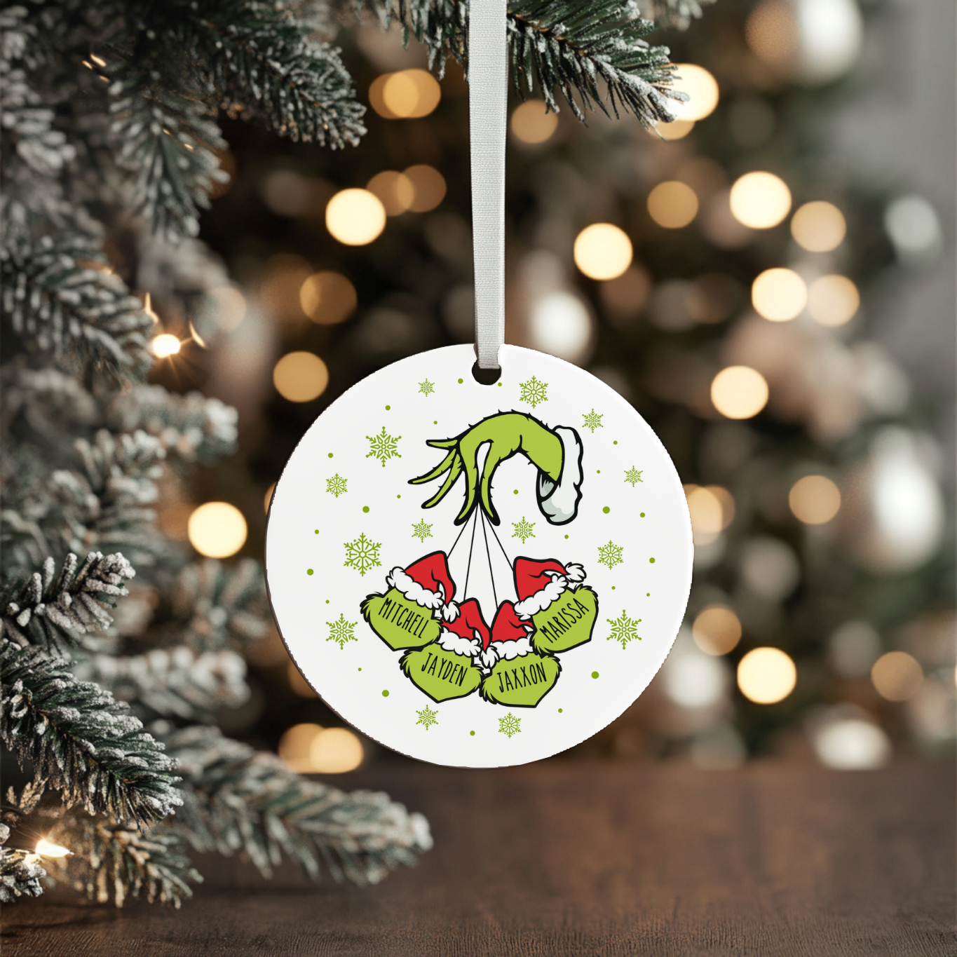 Personalized 2024 Green Santa Family Ornament