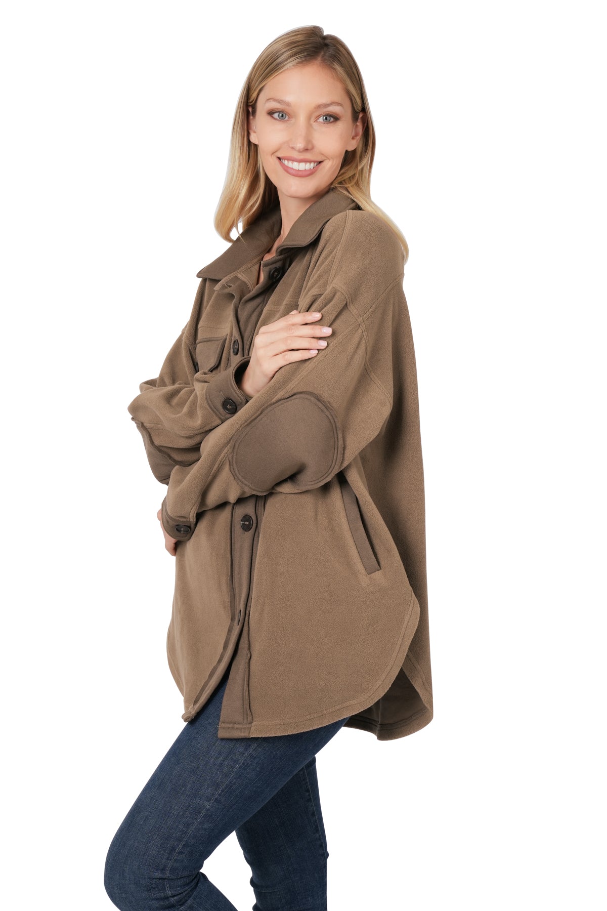 Women's Oversized Basic Fleece Shacket