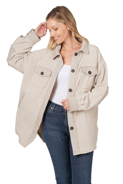 Women's Oversized Basic Fleece Shacket