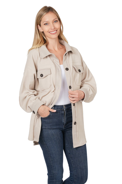Women's Oversized Basic Fleece Shacket