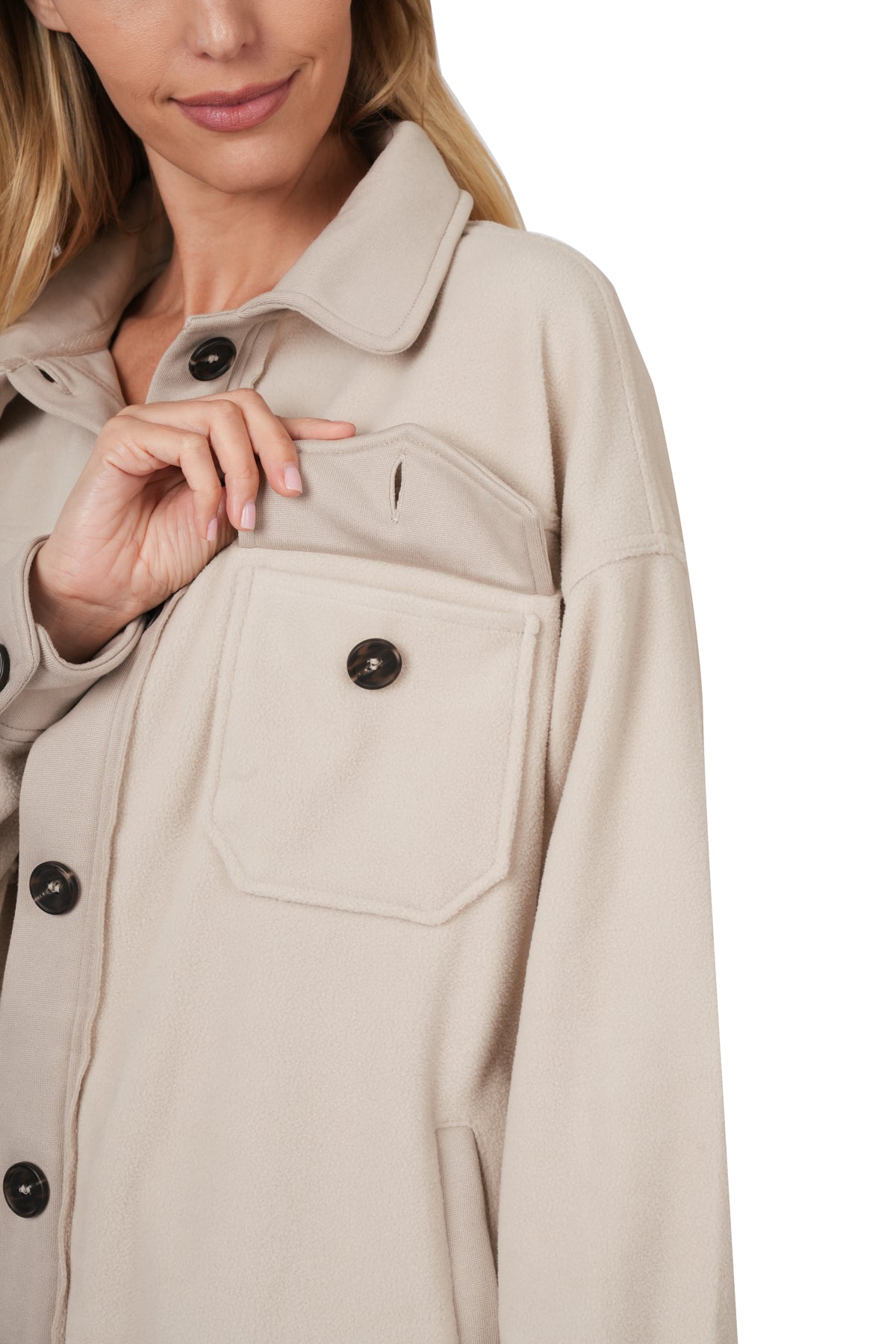 Women's Oversized Basic Fleece Shacket