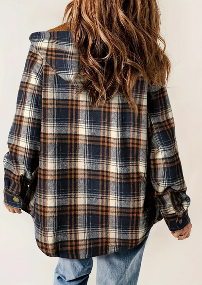 Women's Hooded Plaid Fleece Lined Jacket
