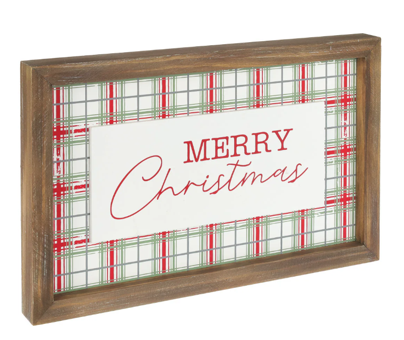 Xmas Plaid Framed Sign