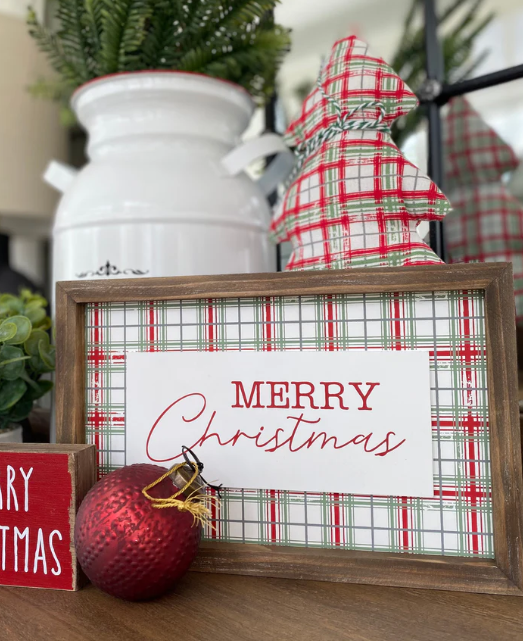 Xmas Plaid Framed Sign