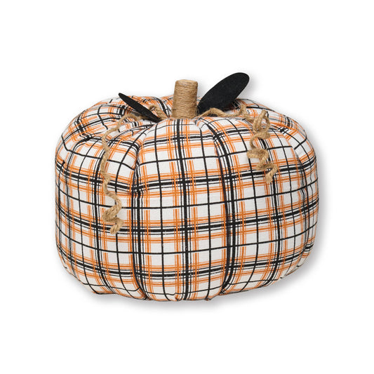 XL Halloween Plaid Fabric Pumpkin