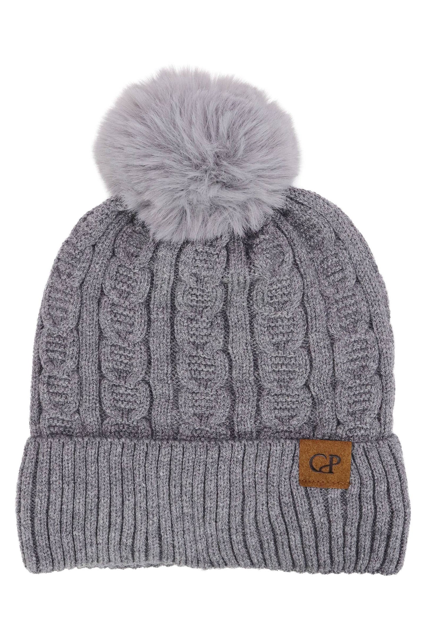 Heathered Cable Knitted Fleece Lined Beanie