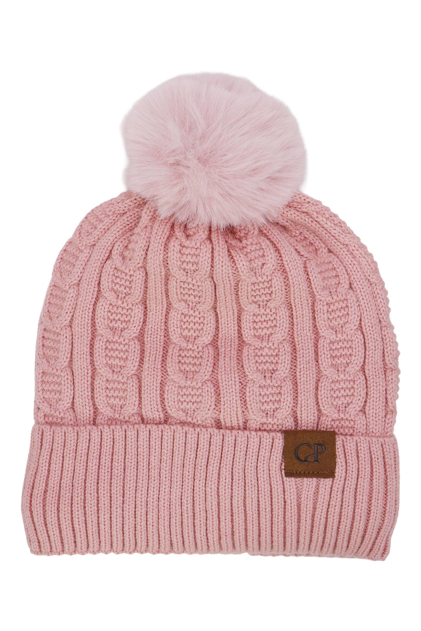 Heathered Cable Knitted Fleece Lined Beanie