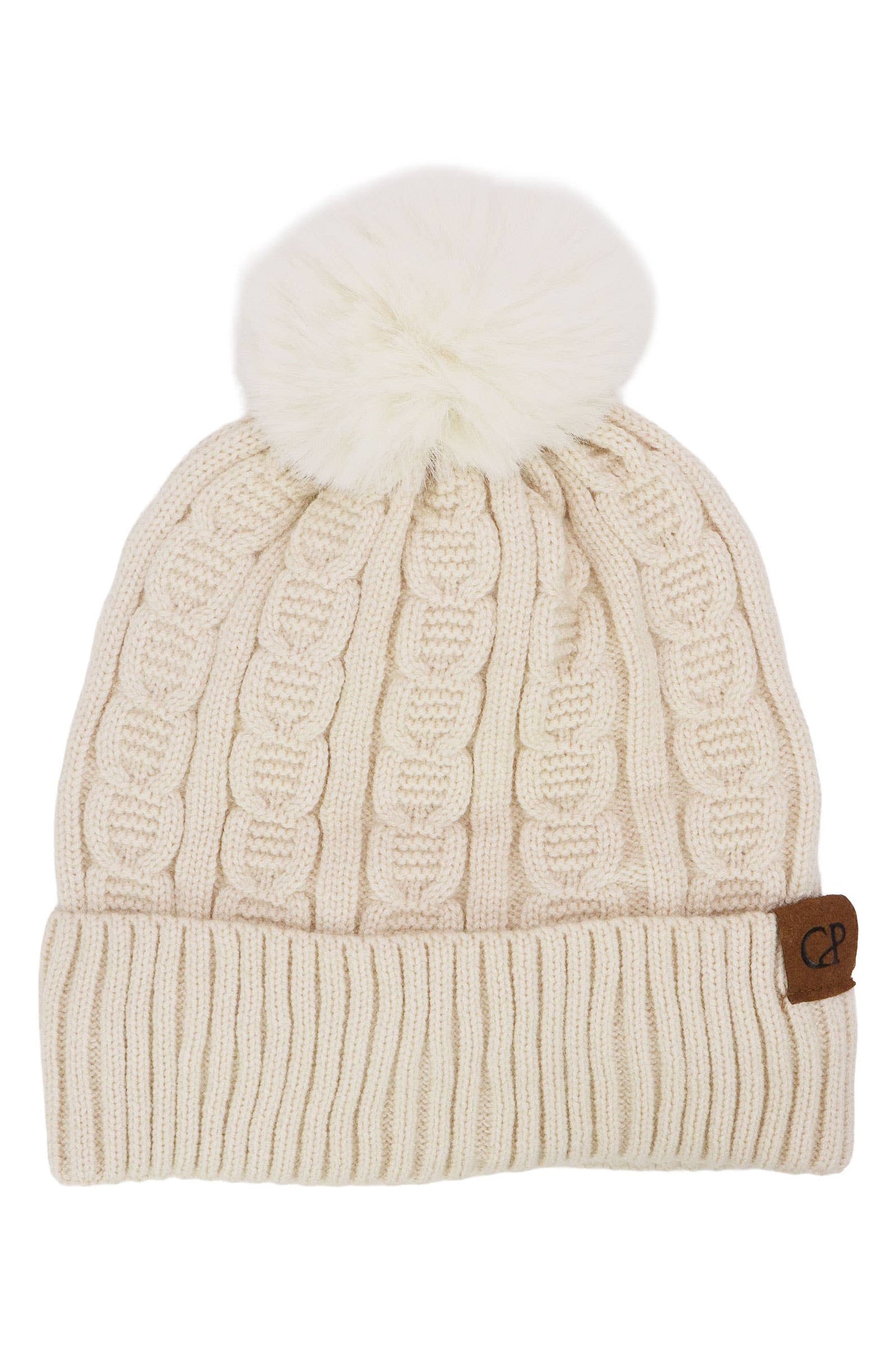 Heathered Cable Knitted Fleece Lined Beanie