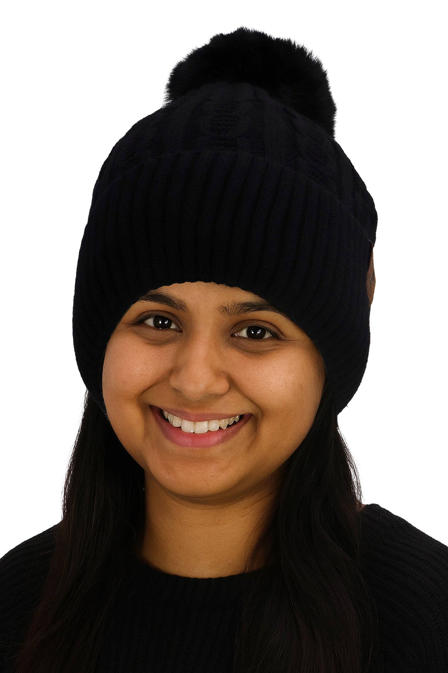 Heathered Cable Knitted Fleece Lined Beanie