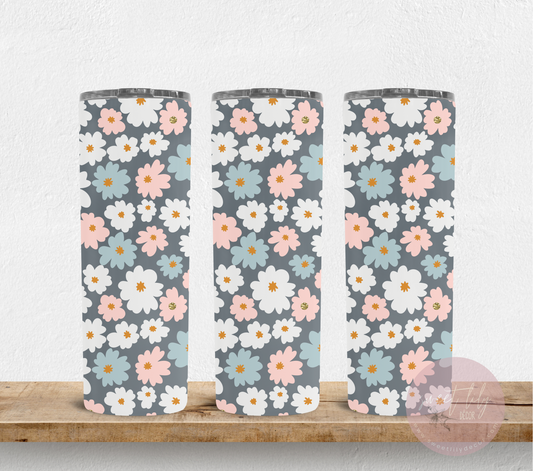 Blue Floral 20 oz. Skinny Tumbler