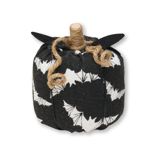 Sm. BW Bat Halloween Fabric Pumpkin