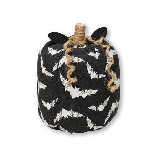 Lrg. BW Bat Halloween Fabric Pumpkin