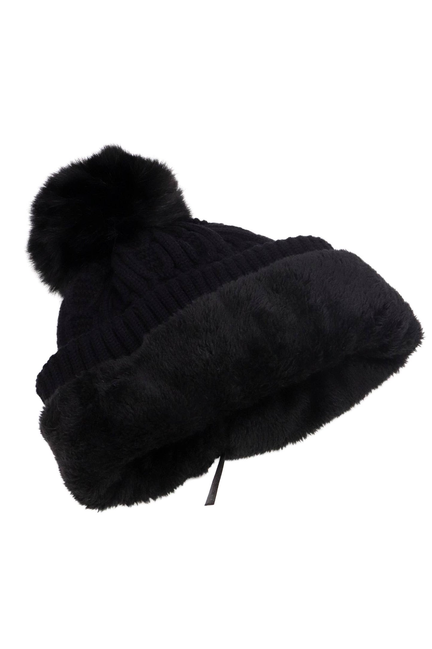 Heathered Cable Knitted Fleece Lined Beanie